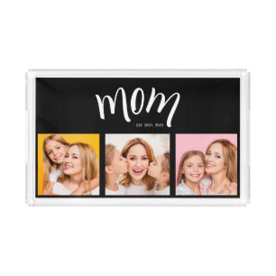 Personalized Mom Kids 3 Photo Collage Practical Acrylic Tray