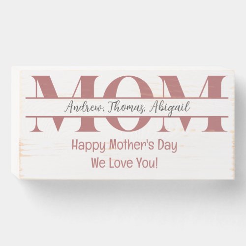 Personalized Mom Kids Names Mothers Day Gift Wooden Box Sign