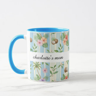 Personalized Mom Mug Tropical Floral Custom Name C