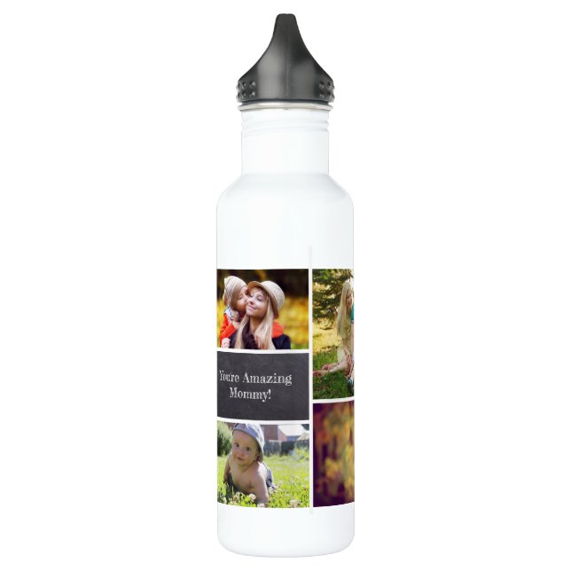 Personalized Mom Multiple Photo collage Stainless Steel Water Bottle (Left)