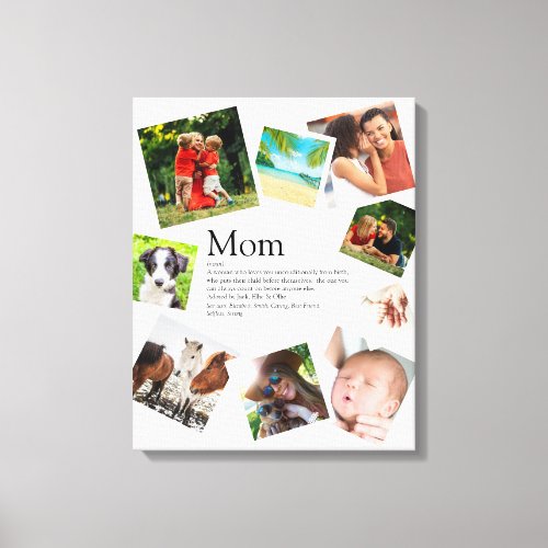 Personalized Mom Name Definition 9 Photo Collage Canvas Print