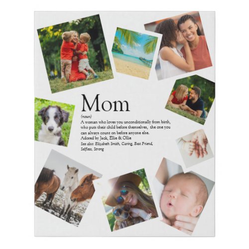 Personalized Mom Name Definition 9 Photo Collage Faux Canvas Print