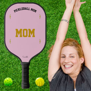 Personalized Mom Name Elegant Sports Pink Design Carbon Fiber Pickleball Paddle