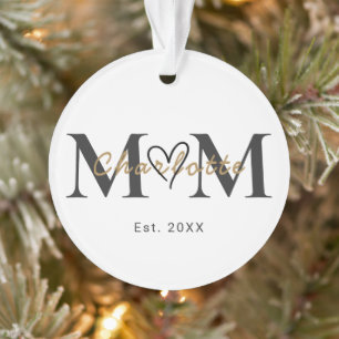 Personalized Mom Name Est Year Christmas Ornament