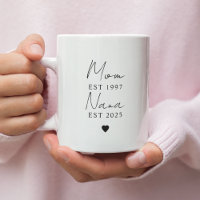 Personalized Mom Nana EST Year Mug | Minimalist