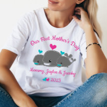 Personalized Mom Of Twin Boys, First Mother's Day  T-Shirt