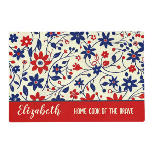 Personalized Mom Patriot Floral Kitchen Set Placemat