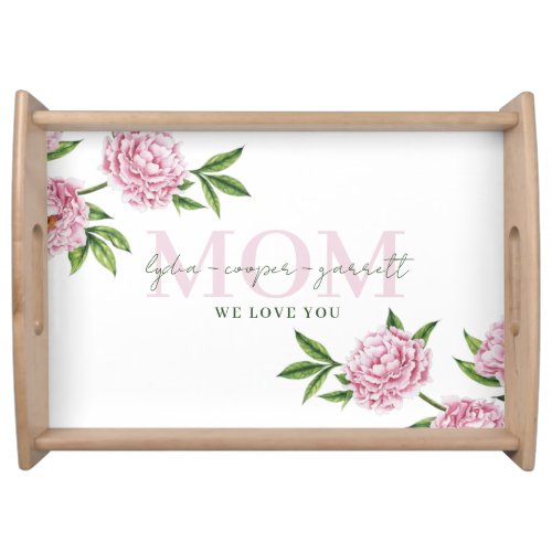 Personalized Mom Peony Serving Tray