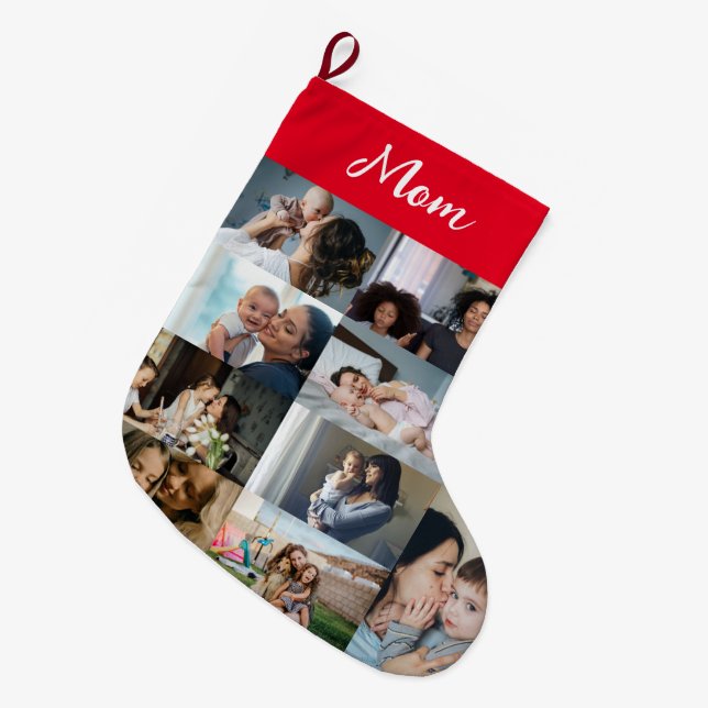 Personalized Mom Photo Collage Christmas Stocking  (Front (Hanging))