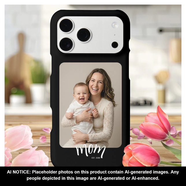 Personalized Mom Photo Year Established Modern iPhone Case (Creator Uploaded)