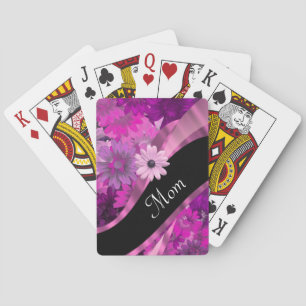 Personalized mom pink floral poker cards