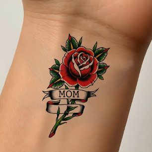 Personalized Mom Rose Custom Name Floral Heartfelt Temporary Tattoos