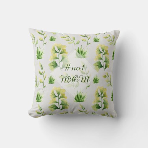 Personalized MOM Stepmom Mother_in_Law Greenery Throw Pillow