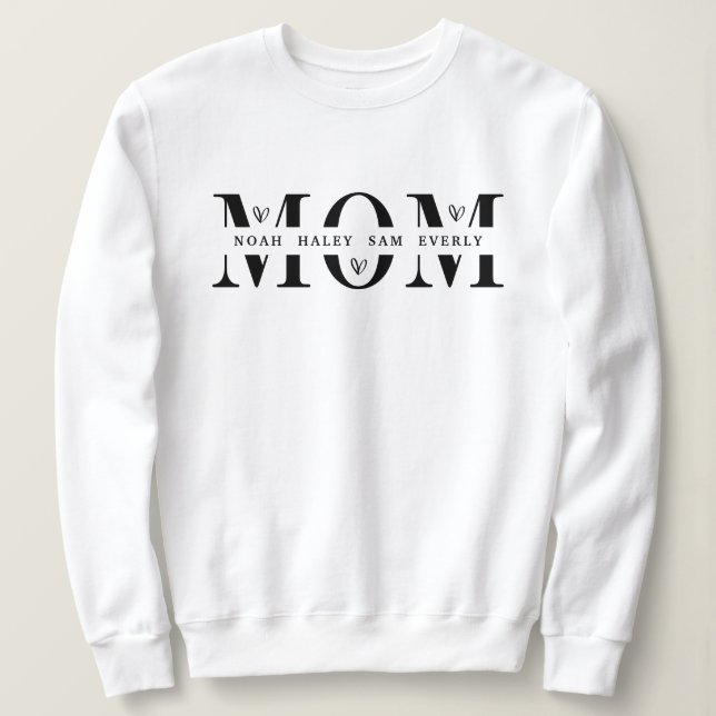 Personalized Mom Sweatshirt With Kids Names Gift (Design Front)