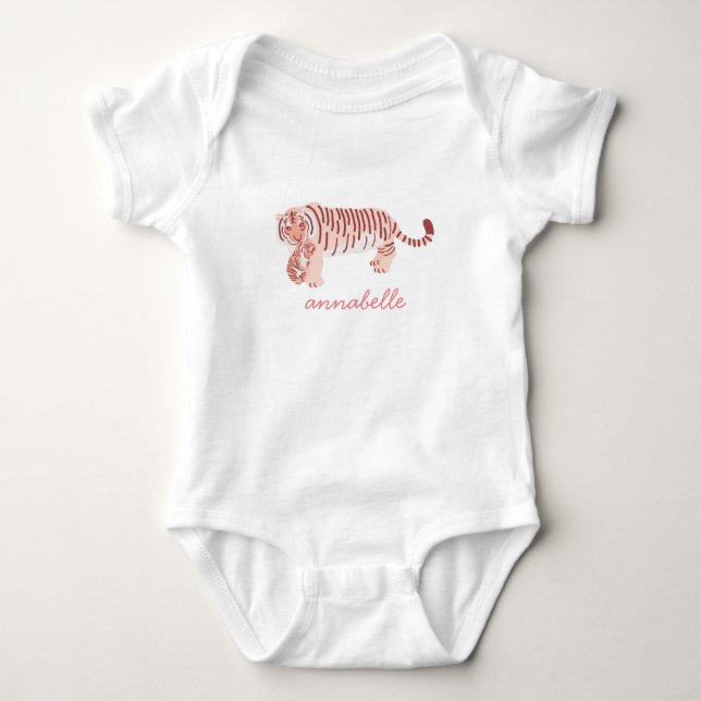 Personalized Mom Tiger & Cub Girl Baby Bodysuit (Front)