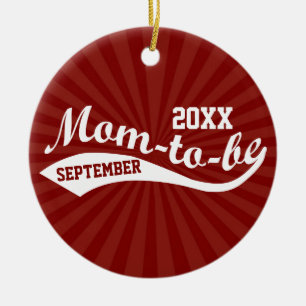 Personalized Mom-to-be Sporty Brick Red Ceramic Ornament