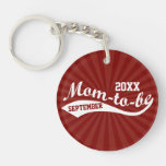 Personalized Mom-to-be Sporty Brick Red Keychain
