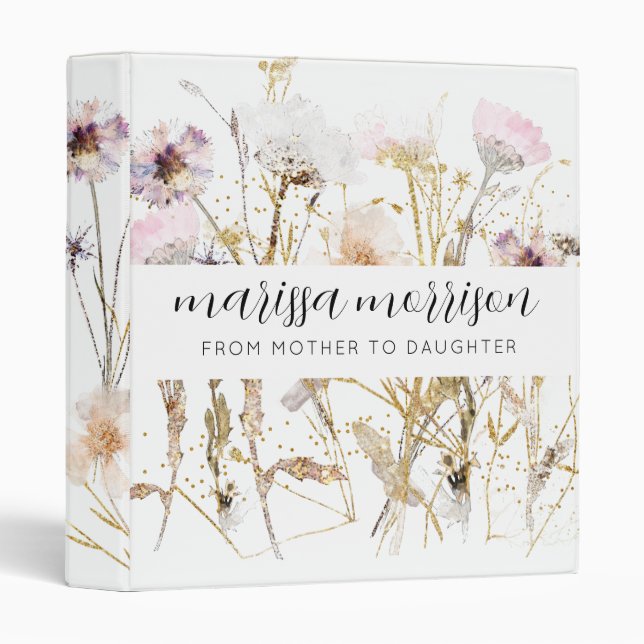 Personalized Mom To Daughter Floral Recipe Binder (Front/Spine)