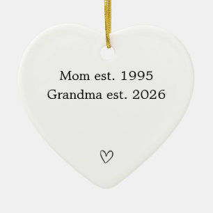 Personalized Mom to Grandma Heart Ceramic Ornament