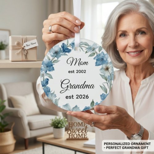 Personalized Mom to Grandma  pregnancy announcemen Glass Ornament