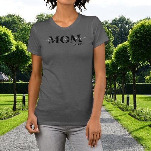 Personalized Mom with Childrens names Established T_Shirt