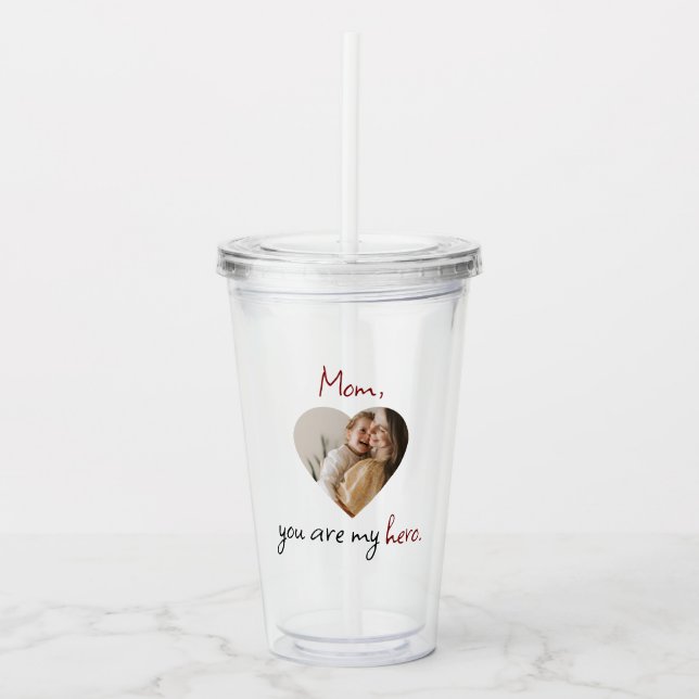 Personalized 'Mom You Are My Hero' Acrylic Tumbler (Front)