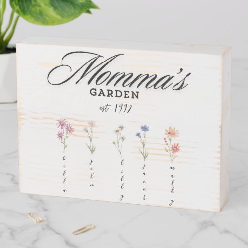 Personalized Mommas Wildflower Garden Wood Sign