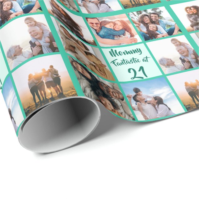 Personalized Mommy 21st birthday photo Wrapping Paper (Roll Corner)
