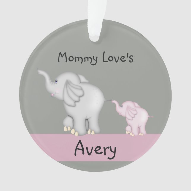 Personalized Mommy And Baby Elephant Ornament (Front)