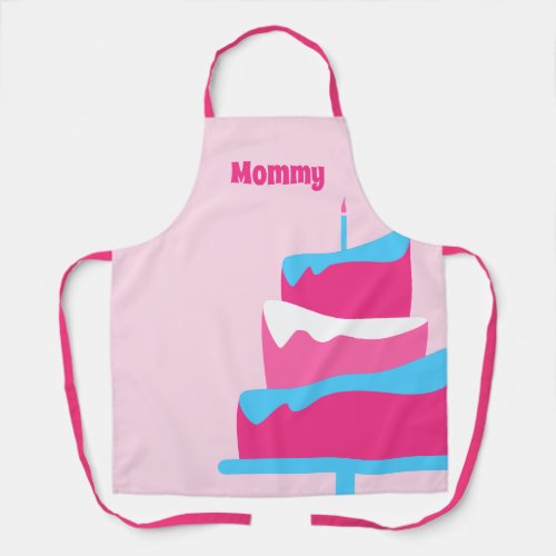  Personalized Mommy Baking Apron with Cake Illustr