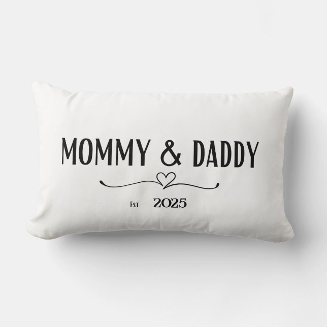 Personalized Mommy & Daddy Est. Year Pillow (Front)