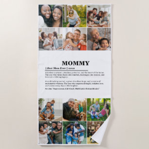 Personalized Mommy Definition 12 Photo Collage Beach Towel