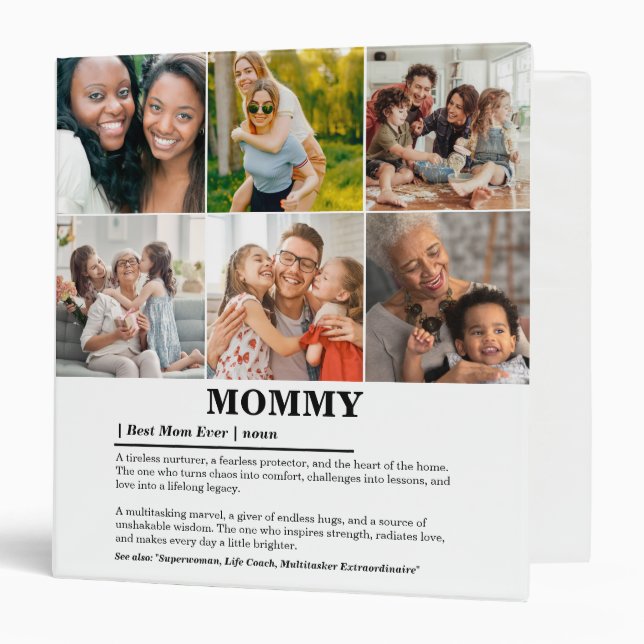 Personalized Mommy Definition 6 Photo Collage 3 Ring Binder (Front/Inside)