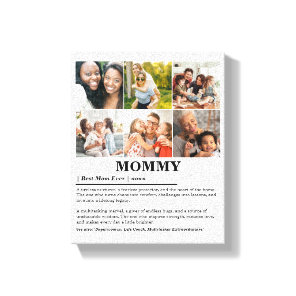Personalized Mommy Definition 6 Photo Collage Canvas Print