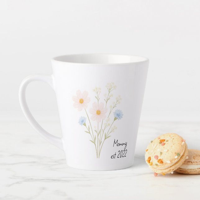 Personalized Mommy Est. Mug with Pastel Wildflower (In Situ)