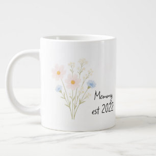 Personalized Mommy Est. Mug with Pastel Wildflower