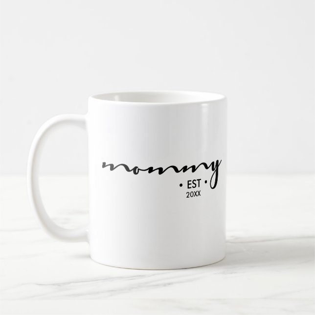 Personalized, Mommy, Established, Year Coffee Mug (Left)