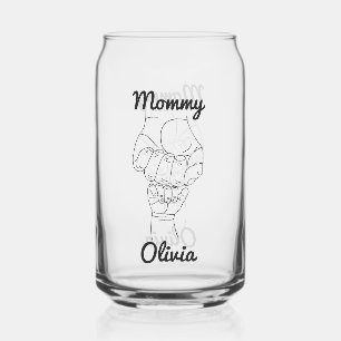 Personalized Mommy Mama Mom Gift with Kid's Name Can Glass