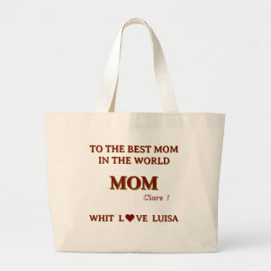 Personalized Mommy mom Script natural Large Tote Bag