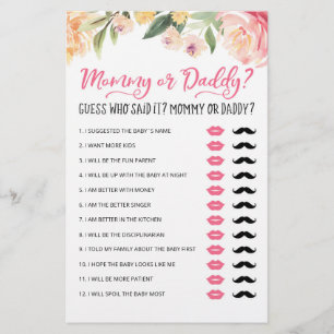 Personalized Mommy or Daddy Baby Shower party game