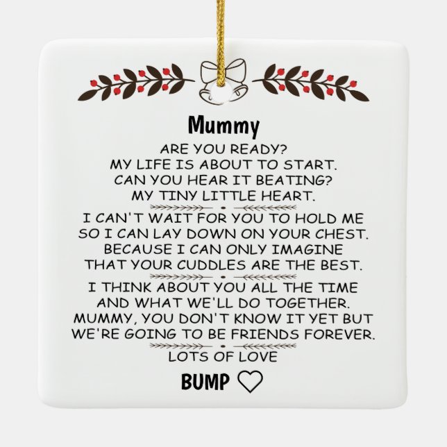 Personalized Mommy To Be from Baby Bump Christmas Ceramic Ornament (Back)