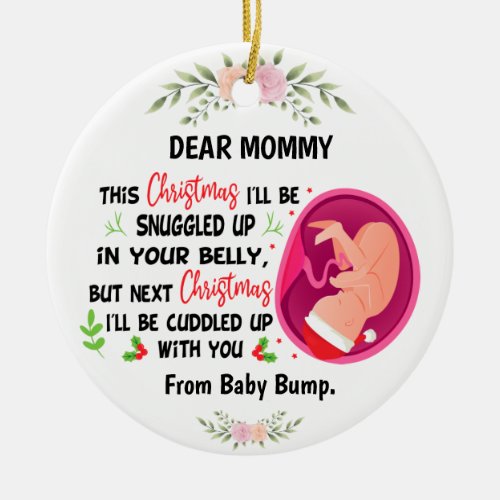 Personalized Mommy To Be from Baby Bump Christmas Ceramic Ornament