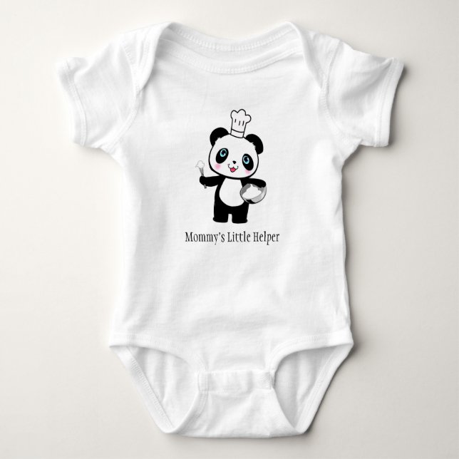 Personalized Mommy's Little Helper Panda Bear Gift Baby Bodysuit (Front)