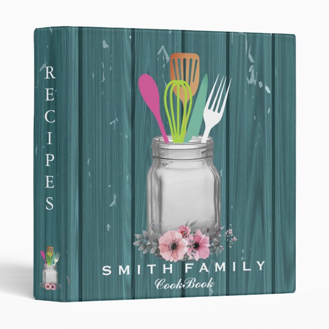 Personalized Mom's Family Recipe Cookbook 3 Ring B 3 Ring Binder (Front/Spine)