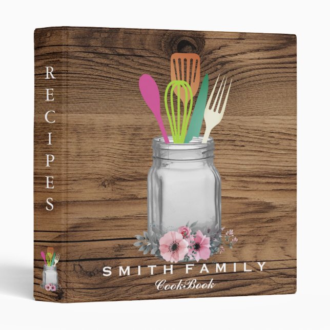 Personalized Mom's Family Recipe Cookbook 3 Ring B 3 Ring Binder (Front/Spine)