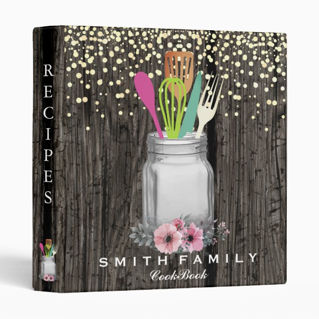 Personalized Mom's Family Recipe Cookbook 3 Ring B 3 Ring Binder (Front/Spine)