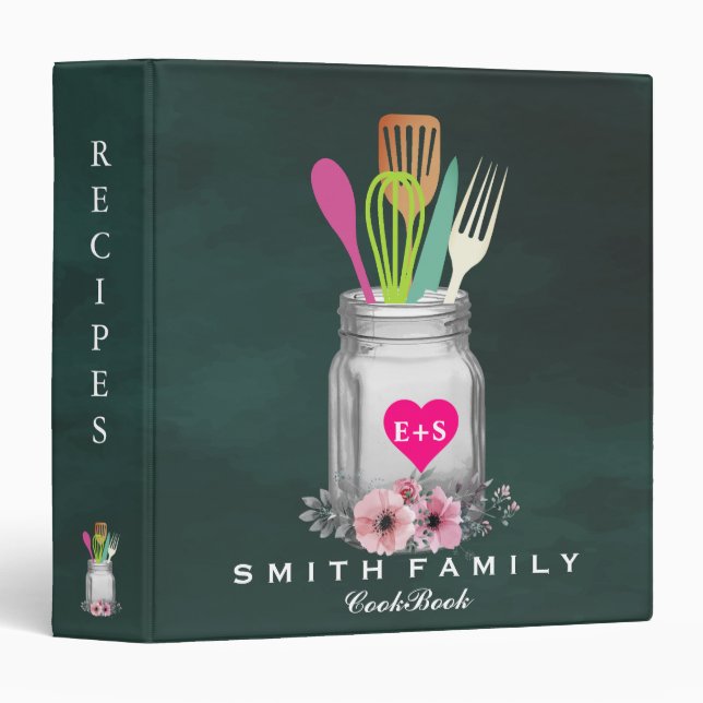 Personalized Mom's Family Recipe Cookbook 3 Ring B 3 Ring Binder (Front/Spine)