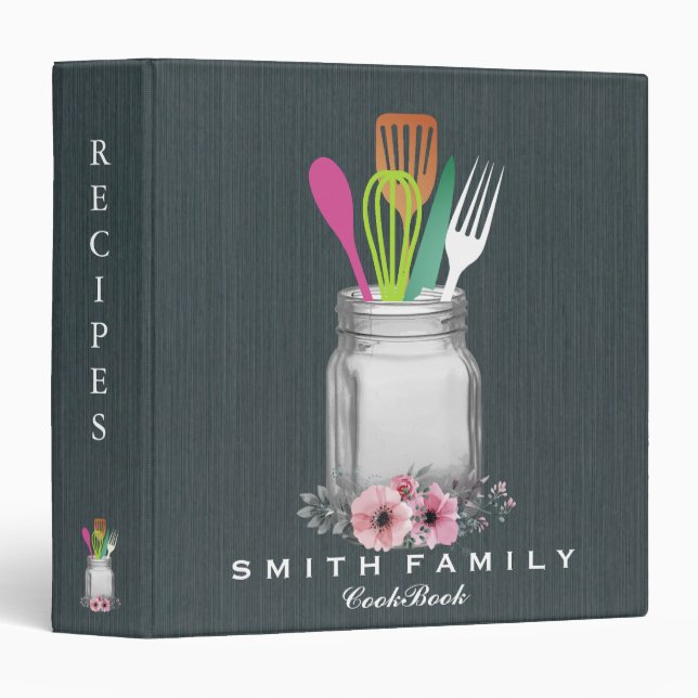 Personalized Mom's Family Recipe Cookbook 3 Ring B 3 Ring Binder (Front/Spine)