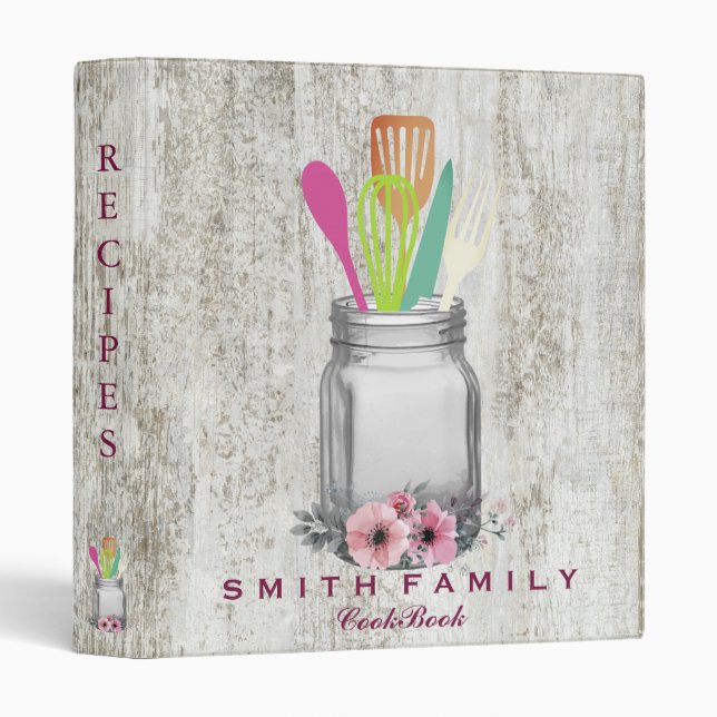 Personalized Mom's Family Recipe Cookbook 3 Ring B 3 Ring Binder (Front/Spine)