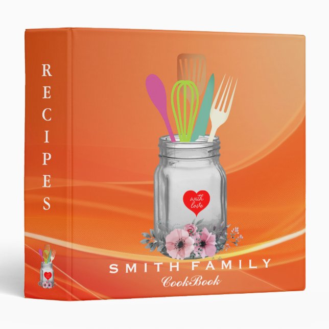 Personalized Mom's Family Recipe Cookbook  3 Ring Binder (Front/Spine)
